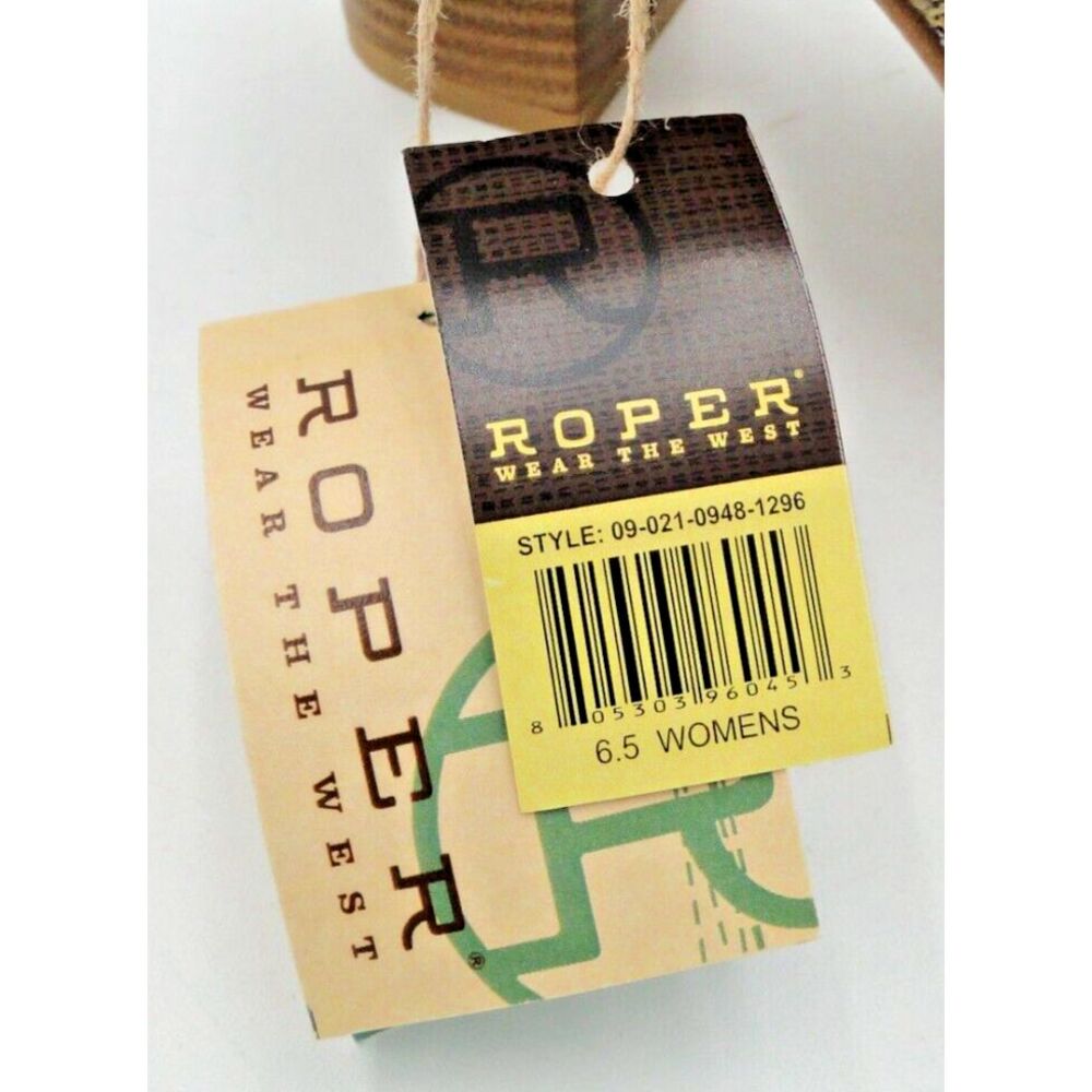 Roper Womens 6.5 Mika Aztec Tapestry Buckle Heel Sandal Slingback Leather New - Picture 11 of 16